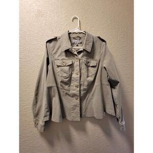 Torrid Womens Jacket Size 1 Green Military Style Long Sleeve Khaki Canvas